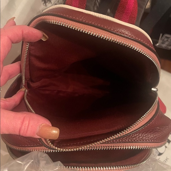 Coach Mini Court Two-Tone Pink and Burgundy Backpack - Picture 15 of 16
